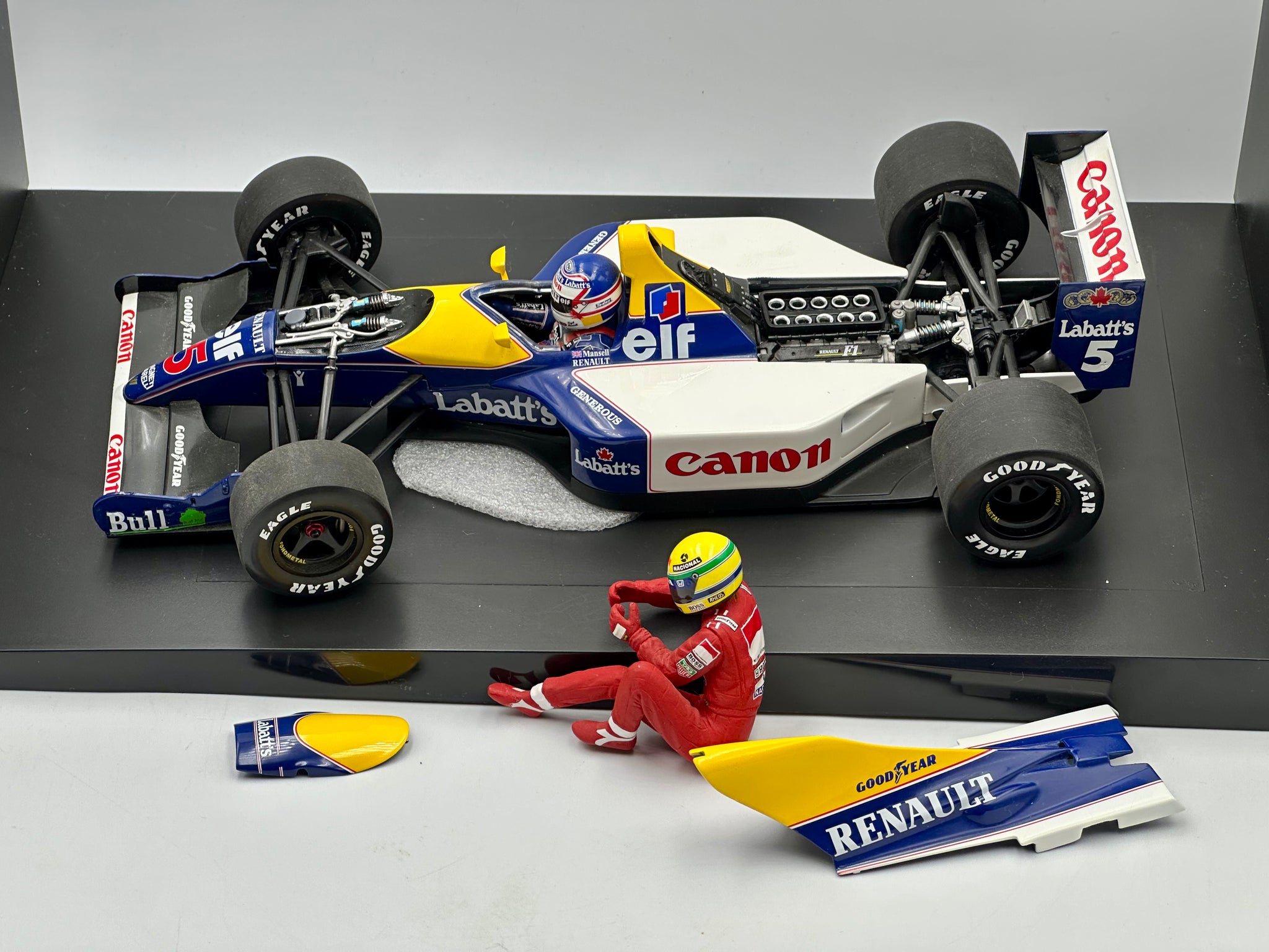 1:18 1991 Nigel Mansell w/Ayrton Senna Riding -- Williams FW14 -- Mini 1:18 1991 Nigel Mansell w/Ayrton Senna Riding -- Williams FW14 -- Mini