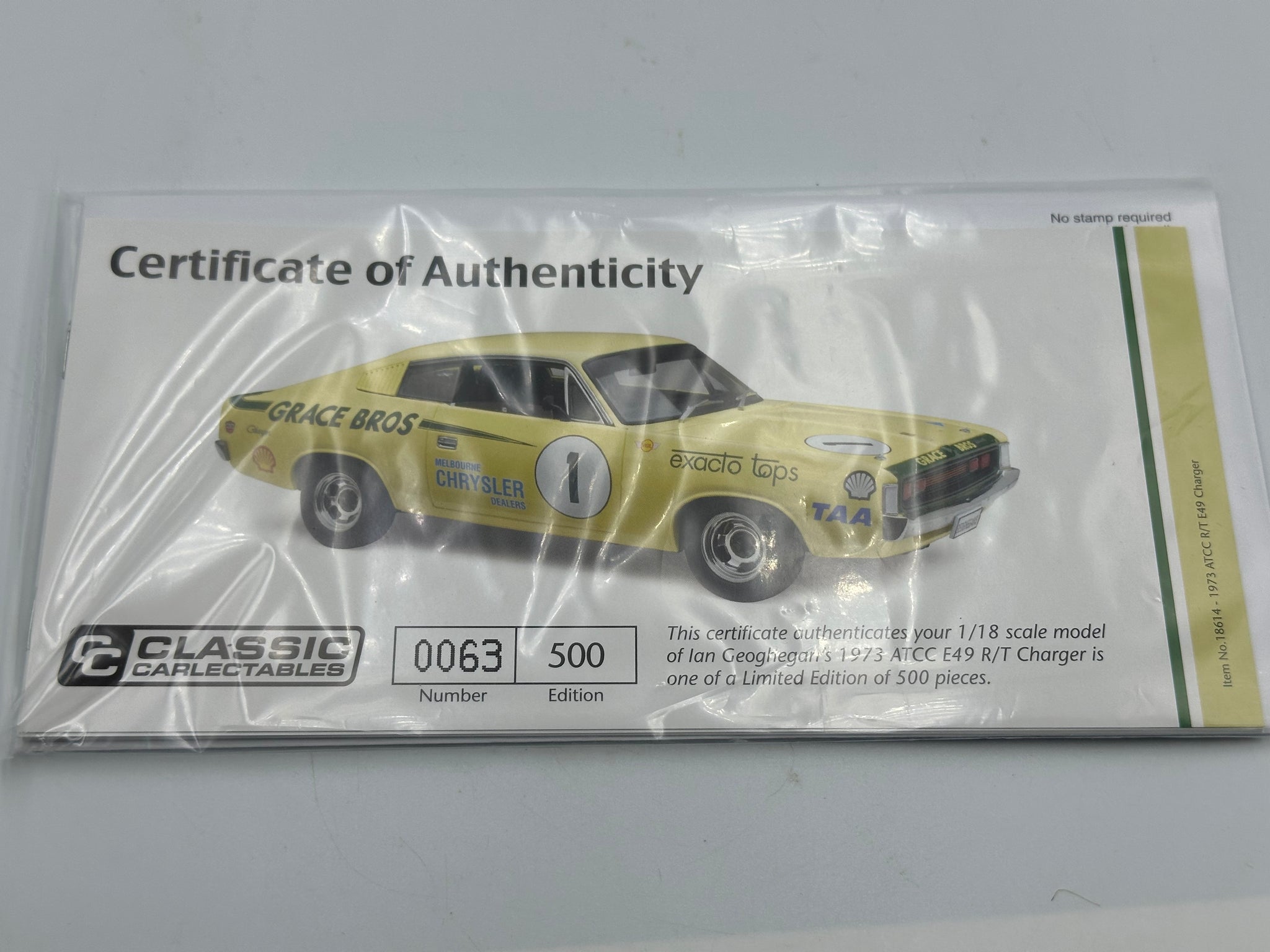 1:18 1973 ATCC -- Chrysler Valiant E49 Charger R/T -- Classic Carlecta
