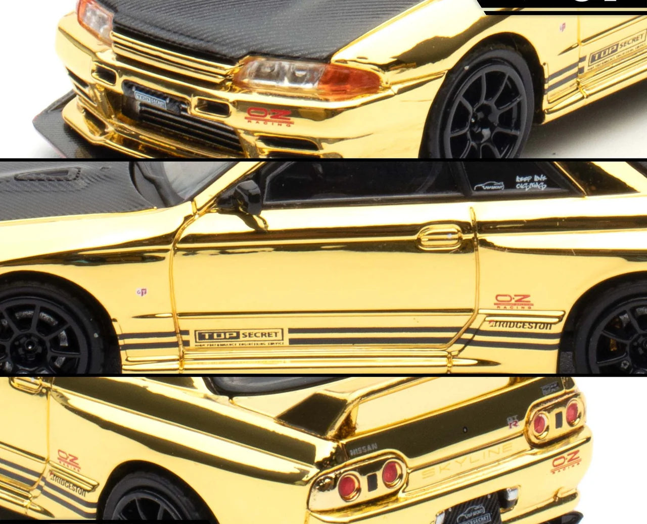 1:64 Nissan Skyline GT-R (R32) TOP SECRET -- Chrome Gold -- INNO64 Exp