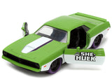 1:32 She-Hulk w/1973 Plymouth Barracuda -- Green Metallic & White -- JADA