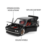 (Pre-Order) 1:24 1973 Datsun 510 -- Black -- JADA: JDM Tuners