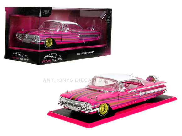 1:24 1960 Chevrolet Impala Low Rider -- Pink w/Pinstripes -- JADA: Pink Slips