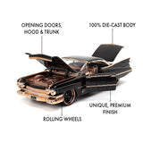 (Pre-Order) 1:24 1959 Cadillac Coupe Deville -- Black/Gold -- JADA: Pink Slips