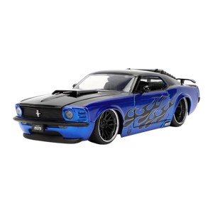 (Pre-Order) 1:24 1970 Ford Mustang -- Blue/Black Flames -- JADA: Big Time Muscle