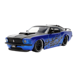 (Pre-Order) 1:24 1970 Ford Mustang -- Blue/Black Flames -- JADA: Big Time Muscle