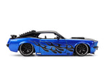 (Pre-Order) 1:24 1970 Ford Mustang -- Blue/Black Flames -- JADA: Big Time Muscle