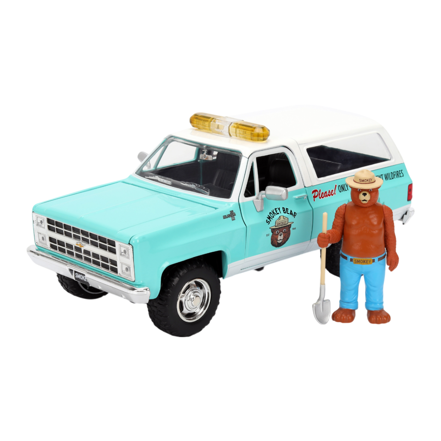 JADA 1980 シボレーブレーザー & スモーキーベアー・フィギア Amazon.com: Jada Smokey Bear 1980 Chevy Blazer Die-Cast Car