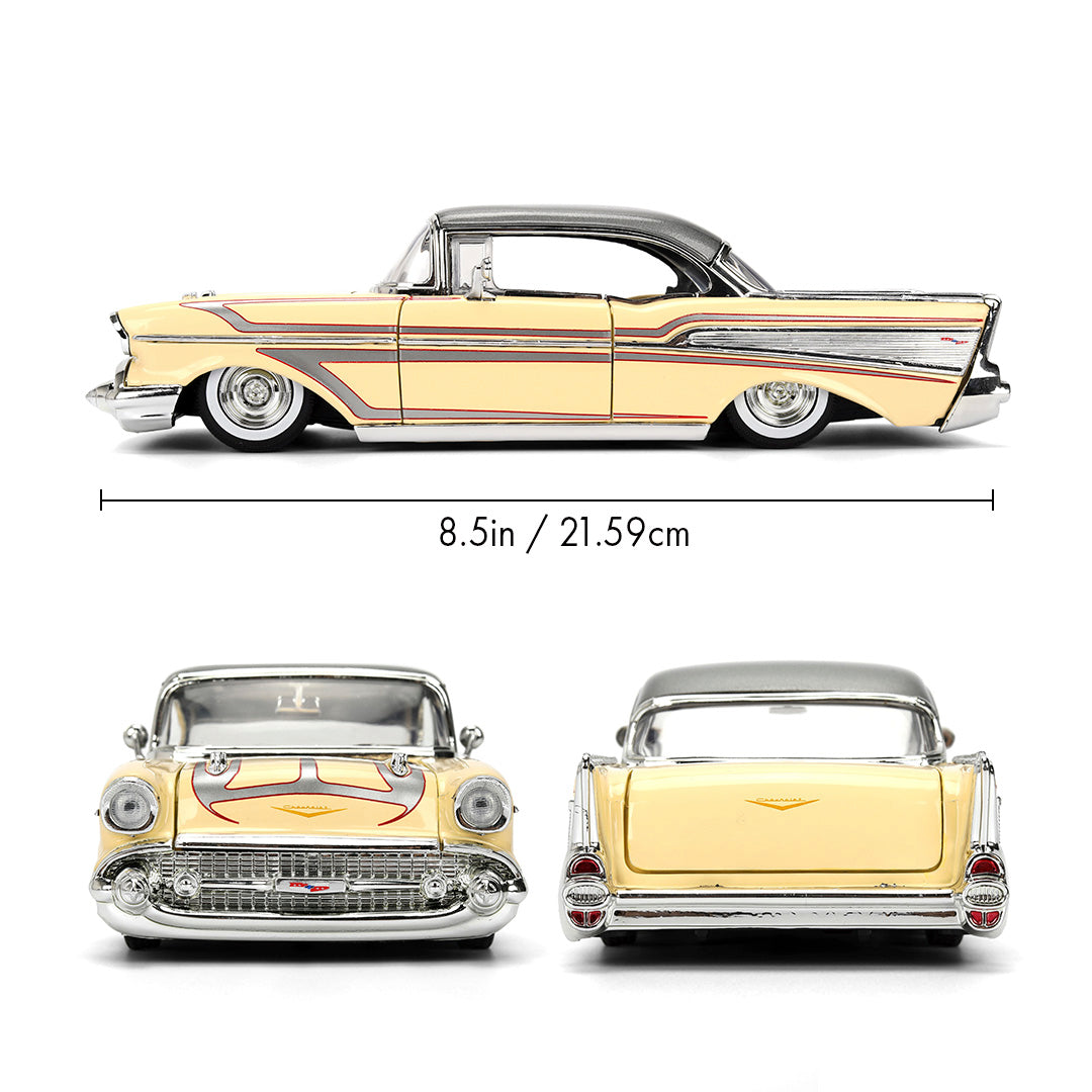 【廃番】1957 Chevy Bel Air クリーム Jada 1/24 1:24 1957 Chevrolet Bel Air Lowrider -- Cream/Grey -- JADA: Big Time M