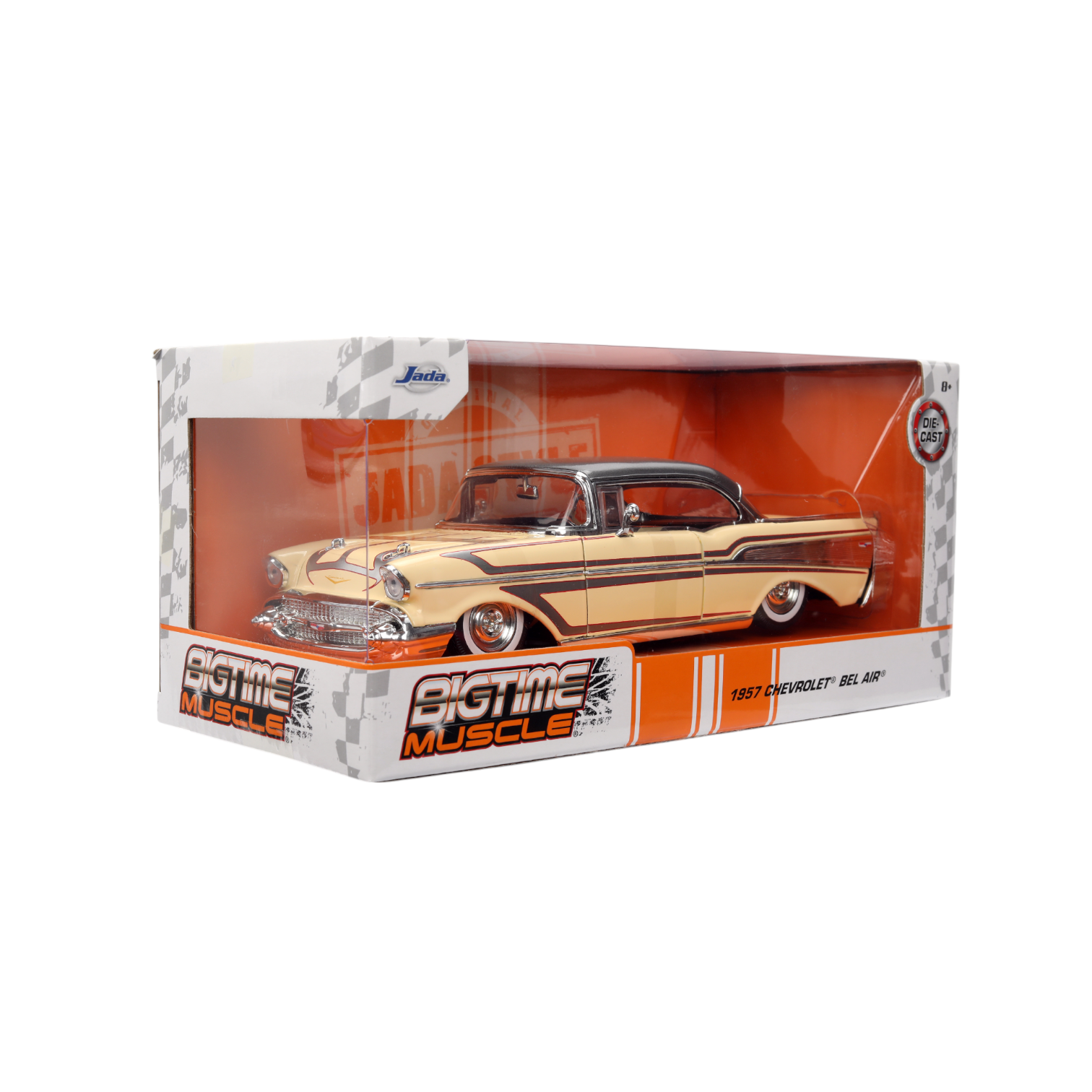 1:24 1957 Chevrolet Bel Air Lowrider -- Cream/Grey -- JADA: Big Time M 1:24 1957 Chevrolet Bel Air Lowrider -- Cream/Grey -- JADA: Big Time M