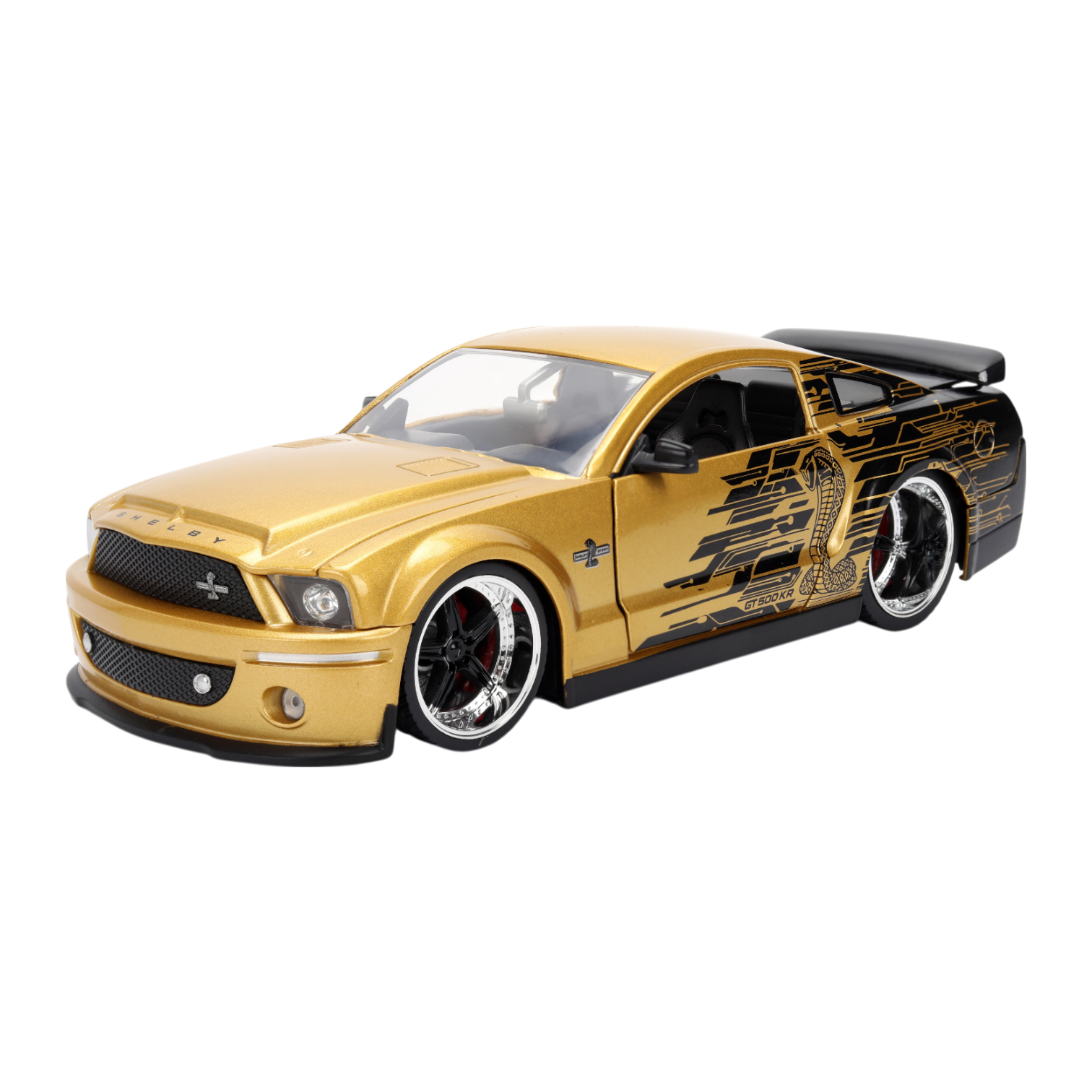 1:24 2008 Ford Mustang GT500KR -- Gold/Black -- JADA: Big Time Muscle