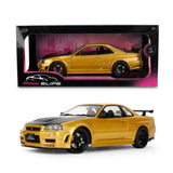 (Pre-Order) 1:18 Nissan Skyline GT-R (R34) Z-Tune -- Gold / Black -- JADA: Pink Slips