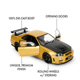 (Pre-Order) 1:18 Nissan Skyline GT-R (R34) Z-Tune -- Gold / Black -- JADA: Pink Slips