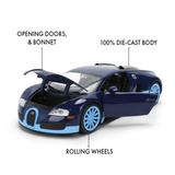 (Pre-Order) 1:24 Bugatti Veyron -- Black/Blue -- JADA: Hyperspec