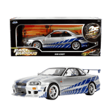 (Pre-Order) 1:18 Brian's Nissan R34 Skyline GTR -- Silver/Blue -- Fast & Furious -- JADA