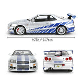 (Pre-Order) 1:18 Brian's Nissan R34 Skyline GTR -- Silver/Blue -- Fast & Furious -- Solido