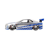 1:24 Brian's Nissan Skyline R34 GT-R -- Silver/Blue -- Fast & Furious JADA