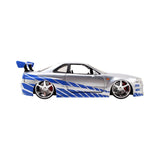 1:24 Brian's Nissan Skyline R34 GT-R -- Silver/Blue -- Fast & Furious JADA