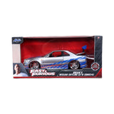 1:24 Brian's Nissan Skyline R34 GT-R -- Silver/Blue -- Fast & Furious JADA