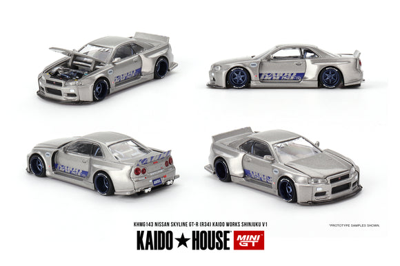 (Pre-Order) 1:64 Nissan Skyline GT-R R34 Kaido Racing V1 -- Shinjuku -- KaidoHouse x Mini GT