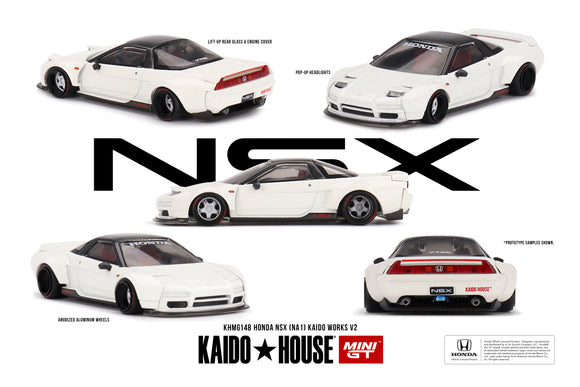 (Pre-Order) 1:64 Honda NSX Kaido Works V2 White -- KaidoHouse x Mini GT KHMG148