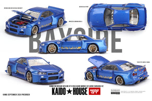 (Pre-Order) 1:64 Nissan Skyline GT-R R34 Kaido Works V2 -- SHINJUKU Blue -- KaidoHouse x Mini GT KHMG158