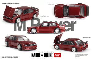 (Pre-Order) 1:64 BMW M3 (E30) Kaido Works V1 -- Maroon -- KaidoHouse x Mini GT KHMG162