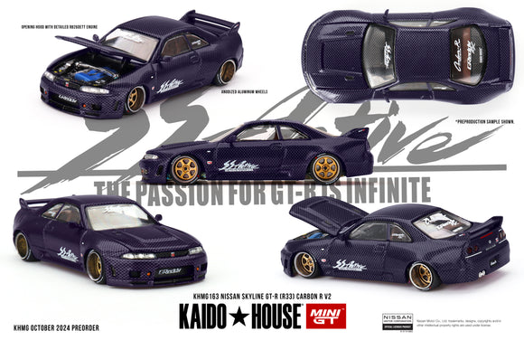 (Pre-Order) 1:64 Nissan Skyline GT-R (R33) Active Carbon R V2 -- KaidoHouse x Mini GT KHMG163