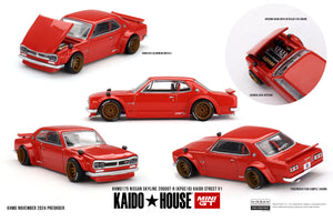 (Pre-Order) 1:64 Nissan Skyline 2000GT-R (KPGC10) Kaido Street V1 - Red -- KaidoHouse x Mini GT KHMG175