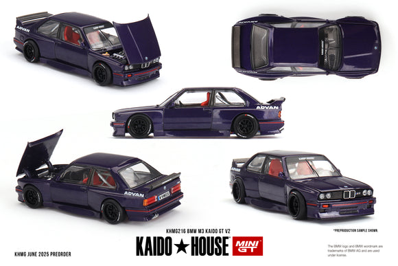 (Pre-Order) 1:64 BMW M3 (E30) Kaido GT V2 - Purple -- Kaido House x Mini GT KHMG216
