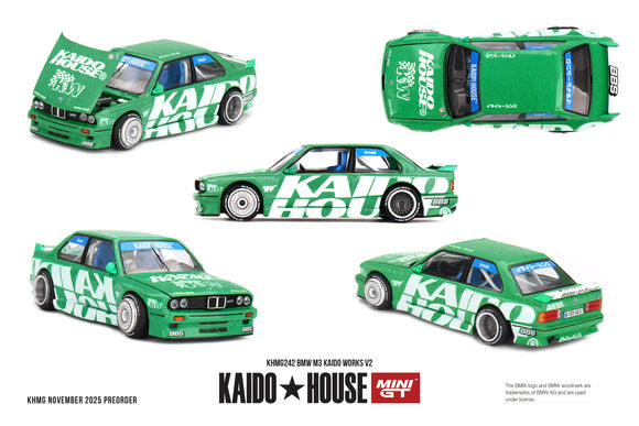 (Pre-Order) 1:64 BMW M3 (E30) Kaido Works V2 - Greenn -- Kaido House x Mini GT KHMG242