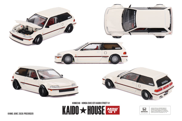 KAIDO HOUSE LTD EDN ホワイトミニカー 1/64 Pre-Order) 1:64 Honda Civic (EF) Kaido Street V1 - White -- Kaido Hou