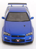 (Pre-Order) 1:12 Nissan R34 Skyline GT-R V-Spec II -- Blue -- KK-Scale