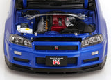 (Pre-Order) 1:12 Nissan R34 Skyline GT-R V-Spec II -- Blue -- KK-Scale