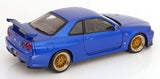 (Pre-Order) 1:12 Nissan R34 Skyline GT-R V-Spec II -- Blue w/Gold BBS Wheels -- KK-Scale