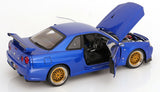 (Pre-Order) 1:12 Nissan R34 Skyline GT-R V-Spec II -- Blue w/Gold BBS Wheels -- KK-Scale