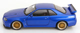 (Pre-Order) 1:12 Nissan R34 Skyline GT-R V-Spec II -- Blue w/Gold BBS Wheels -- KK-Scale