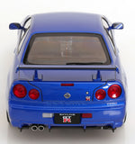 (Pre-Order) 1:12 Nissan R34 Skyline GT-R V-Spec II -- Blue w/Gold BBS Wheels -- KK-Scale