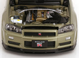 (Pre-Order) 1:12 Nissan R34 Skyline GT-R V-Spec Nur -- Millennium Jade w/Gold BBS Wheels -- KK-Scale