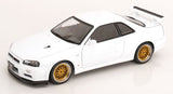 (Pre-Order) 1:12 Nissan R34 Skyline GT-R V-Spec II -- White w/Gold BBS Wheels -- KK-Scale