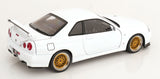 (Pre-Order) 1:12 Nissan R34 Skyline GT-R V-Spec II -- White w/Gold BBS Wheels -- KK-Scale