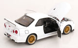 (Pre-Order) 1:12 Nissan R34 Skyline GT-R V-Spec II -- White w/Gold BBS Wheels -- KK-Scale