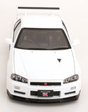 (Pre-Order) 1:12 Nissan R34 Skyline GT-R V-Spec II -- White w/Gold BBS Wheels -- KK-Scale