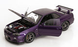 (Pre-Order) 1:12 Nissan R34 Skyline GT-R V-Spec II -- Midnight Purple -- KK-Scale