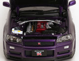 (Pre-Order) 1:12 Nissan R34 Skyline GT-R V-Spec II -- Midnight Purple -- KK-Scale