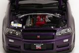 (Pre-Order) 1:12 Nissan R34 Skyline GT-R V-Spec II -- Midnight Purple w/Gold BBS Wheels -- KK-Scale