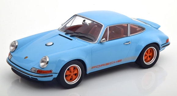 1:18 Porsche 911 Coupe by Singer -- Blue w/Orange Stripes -- KK-Scale