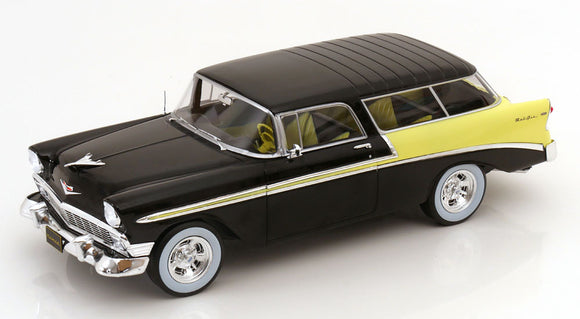 1:18 1956 Chevrolet Bel Air Nomad (Station Wagon) -- Black/Yellow -- KK-Scale