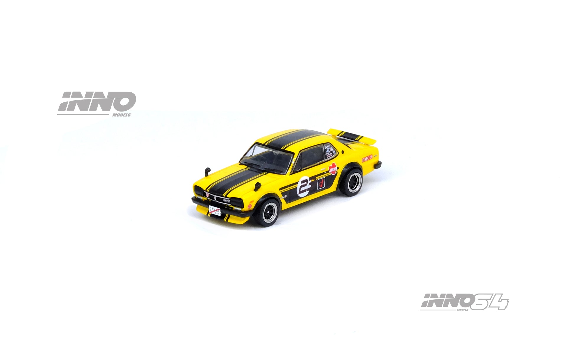 1:64 Nissan Skyline 2000 GT-R (KPGC10) -- #23 Yellow/Black -- INNO64