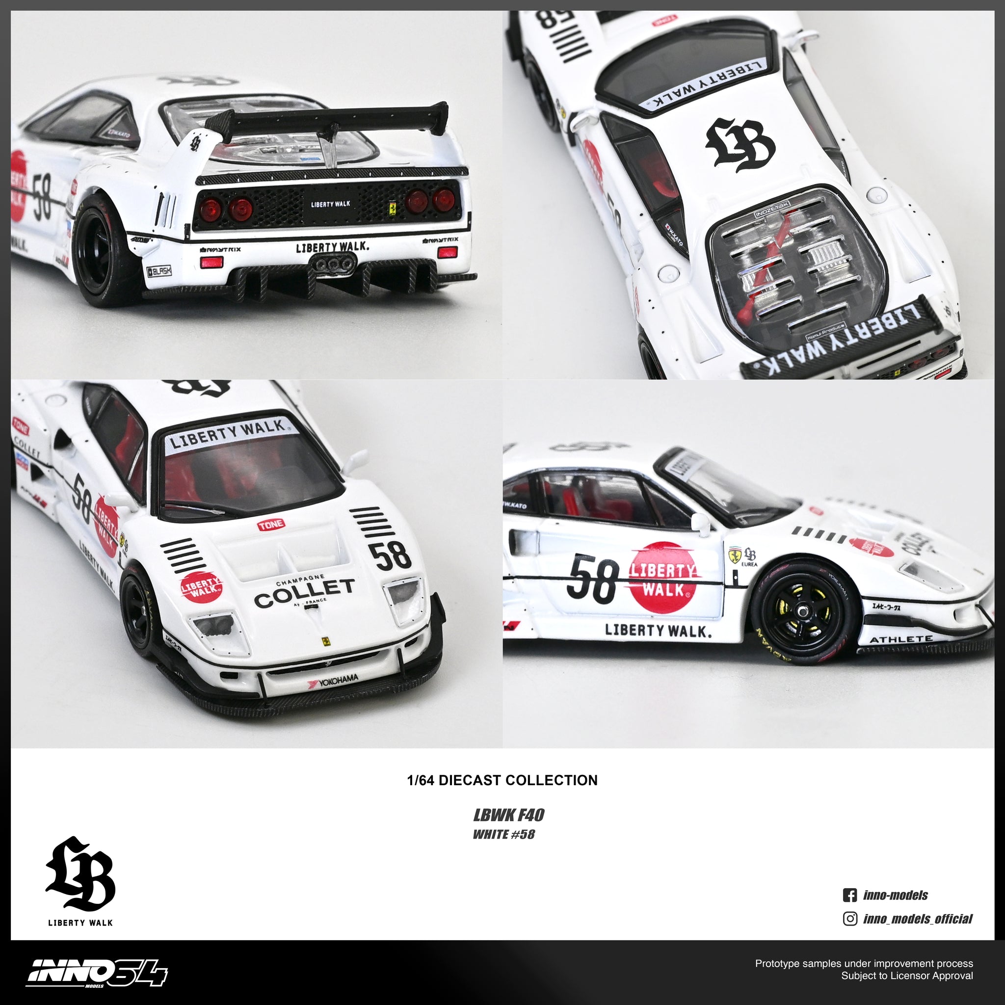 Pre-Order) 1:64 Ferrari F40 LBWK -- #58 White COLLET -- INNO64