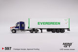 1:64 Western Star 49X Blue w/ 40' Reefer Container "EVERGREEN" -- Mini GT Truck